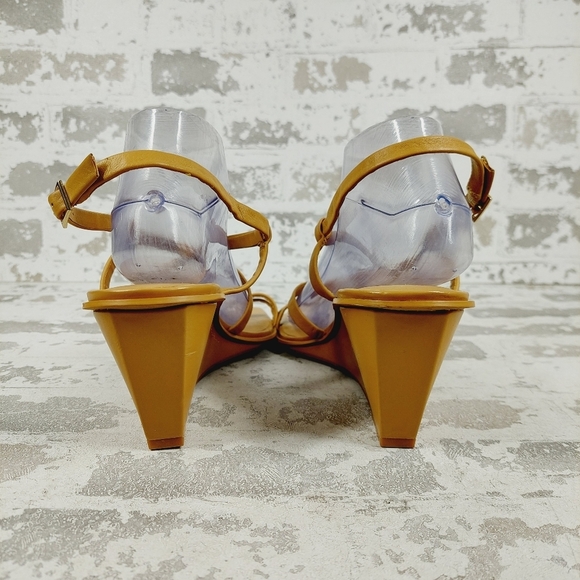 NEW Caslon Paola Brown Leather Buckle Ankle Strap Wedge Heel Summer Sandals F510 - Picture 6 of 14